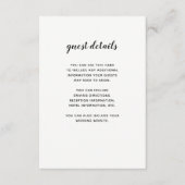 Carte D'accompagnement Script moderne noir et blanc | Informations sur l' (Devant)