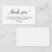 Carte D'accompagnement Script moderne, Police noire, Merci Mariage (Devant / Derrière)