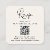 Carte D'accompagnement Script moderne QR Code Cream Wedding RSVP (Devant)
