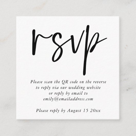 Carte D'accompagnement Script moderne QR Code Mariage N'importe quelle co (Devant)