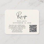Carte D'accompagnement Script moderne QR Code Photo Cream Wedding RSVP (Devant)