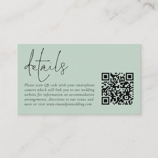 Carte D'accompagnement Script moderne QR Code Photo Sage Détails du Maria (Devant)