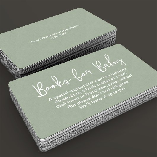 Carte D'accompagnement Script moderne Sage Baby shower vert demande de ré