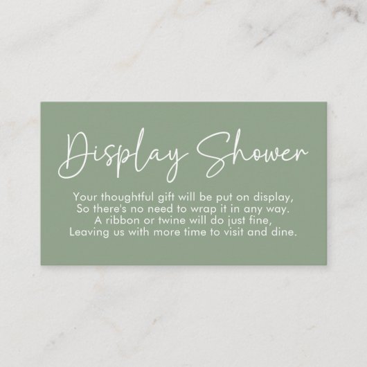 Carte D'accompagnement Script moderne Sage Oh Baby Simple Display Douche (Devant)