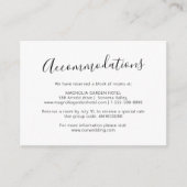 Carte D'accompagnement Script Moderne Simple Mariage Hôtel Hébergements (Devant)