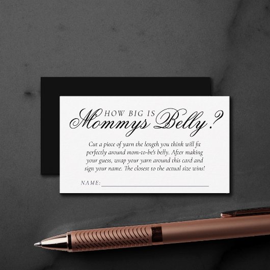 Carte D'accompagnement Script noir élégant | La taille de Mommys Belly