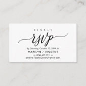 Carte D'accompagnement Script noir esthétique, mariage RSVP réponse (Devant)