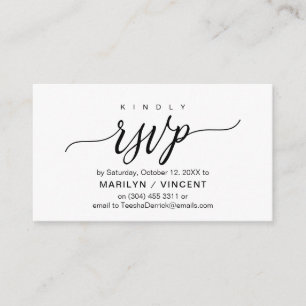 Carte D'accompagnement Script noir esthétique, mariage RSVP réponse
