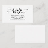 Carte D'accompagnement Script noir esthétique, Partie RSVP répondre (Devant / Derrière)