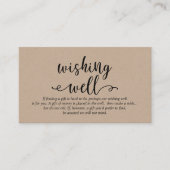 Carte D'accompagnement Script noir kraft rustique, Mariage Wishing Well (Devant)