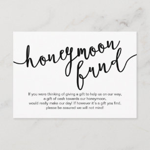 Carte D'accompagnement Script noir, Mariage Honeymoon Fund Souhaite