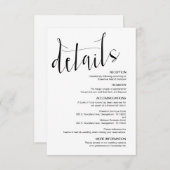 Carte D'accompagnement Script noir moderne, détails Mariages modifiables (Devant / Derrière)