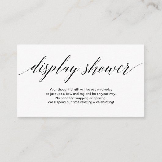 Carte D'accompagnement Script noir moderne, douche d'affichage (Devant)