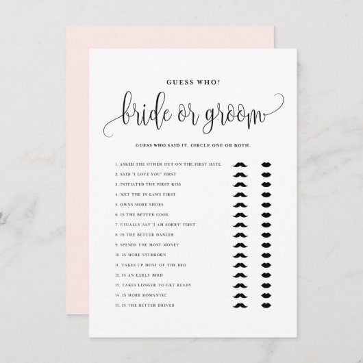 Carte D'accompagnement Script noir qu'il a dit qu'elle a dit mariée ou je (Devant / Derrière)