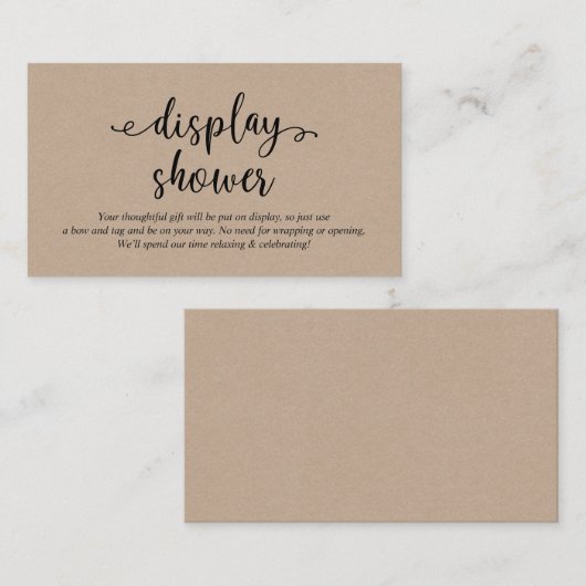 Carte D'accompagnement Script noir rustique, douche d'affichage (Devant / Derrière)