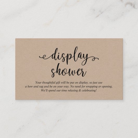 Carte D'accompagnement Script noir rustique, douche d'affichage (Devant)