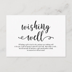 Carte D'accompagnement Script noir rustique, Mariage Wishing Well