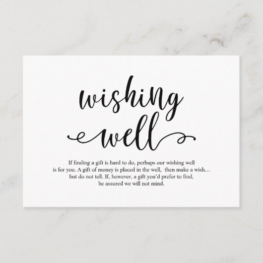 Carte D'accompagnement Script noir rustique, Mariage Wishing Well (Devant)