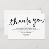 Carte D'accompagnement Script noir rustique, Merci Mariage (Devant / Derrière)