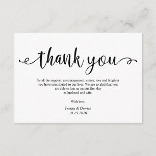 Carte D'accompagnement Script noir rustique, Merci Mariage
