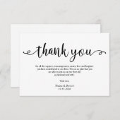 Carte D'accompagnement Script noir rustique, Merci Mariage (Devant / Derrière)