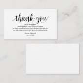 Carte D'accompagnement Script noir rustique moderne, Merci Mariage (Devant / Derrière)