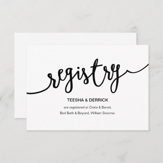 Carte D'accompagnement Script noir rustique, Registre Mariage (Devant / Derrière)