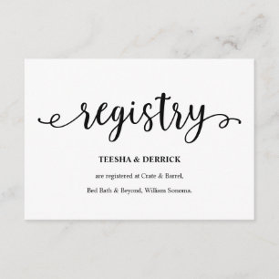 Carte D'accompagnement Script noir rustique, Registre Mariage