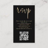 Carte D'accompagnement Script Or moderne Noir QR Code Mariage RSVP (Devant)