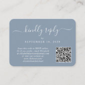 Carte D'accompagnement Script Photo QR Code Dusty Blue Wedding RSVP (Devant)