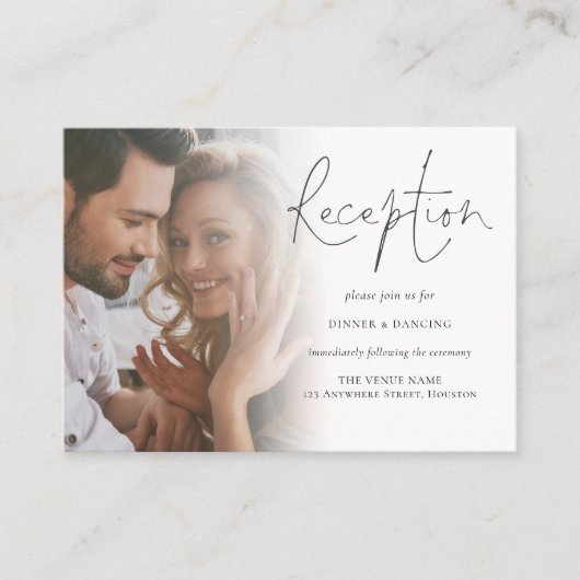 Carte D'accompagnement Script Photo QR Code Wedding Reception (Devant)