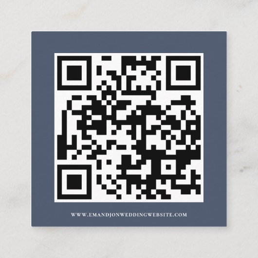 Carte D'accompagnement Script QR Code Mariage Dusty Navy Blue RSVP (Dos)
