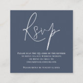 Carte D'accompagnement Script QR Code Mariage Dusty Navy Blue RSVP (Devant)