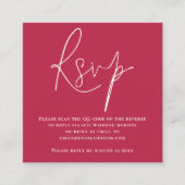 Carte D'accompagnement Script QR Code Mariage Magenta RSVP (Devant)