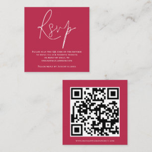 Carte D'accompagnement Script QR Code Mariage Magenta RSVP