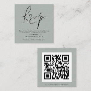 Carte D'accompagnement Script QR Code Sage Vert Mariage RSVP Enclôture