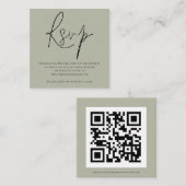 Carte D'accompagnement Script QR Code Soft Sage Green Wedding RSVP (Devant / Derrière)