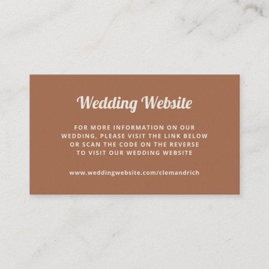 Carte D'accompagnement Script rétro | Site Mariage Code QR (Devant)