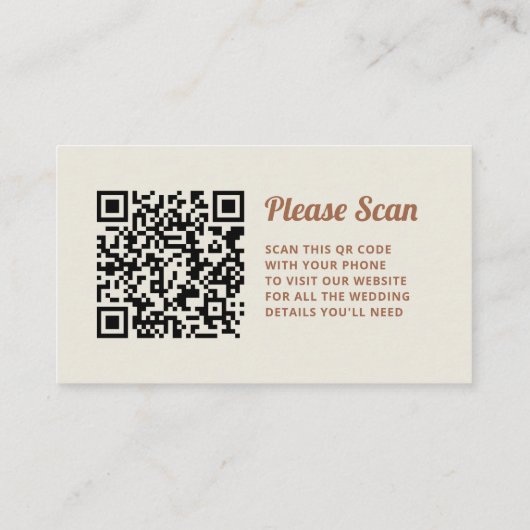 Carte D'accompagnement Script rétro | Site Web Mariage neutre Code QR (Dos)
