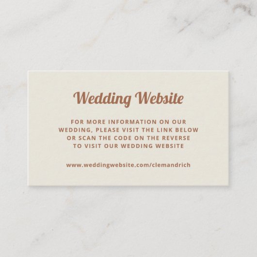 Carte D'accompagnement Script rétro | Site Web Mariage neutre Code QR (Devant)