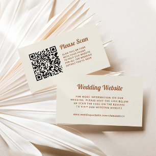 Carte D'accompagnement Script rétro   Site Web Mariage neutre Code QR