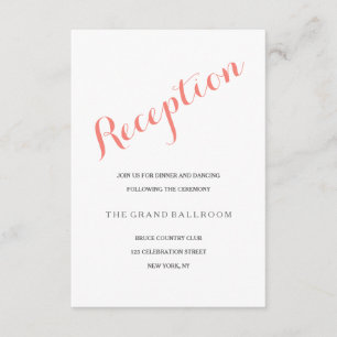 Carte D'accompagnement Script Rose Corail Carton d'invitation de récept