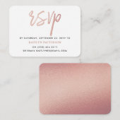 Carte D'accompagnement Script Rose moderne Gold Foil RSVP (Devant / Derrière)