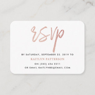 Carte D'accompagnement Script Rose moderne Gold Foil RSVP