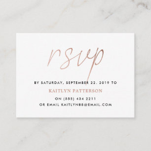 Carte D'accompagnement Script Rose moderne Gold Foil RSVP