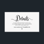 Carte D'accompagnement Script Rustic Farm, Détails Mariage<br><div class="desc">Il s'agit du script de ferme rustique moderne,  police noire,  nos détails Mariages,  site Web,  RSVP et Hashtag carte de boîtier. Vous pouvez modifier les couleurs de police et ajouter les détails de votre mariage dans la police / lettering correspondante. #TeeshaDerrick</div>