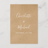 Carte D'accompagnement Script Rustic Kraft Détails du Mariage Information (Dos)