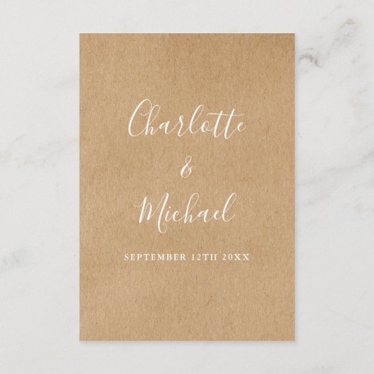 Carte D'accompagnement Script Rustic Kraft Détails du Mariage Information (Dos)