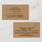 Carte D'accompagnement Script rustique, billet pour la fête d'anniversair (Devant / Derrière)