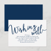 Carte D'accompagnement Script Rustique bleu marine, Mariage Wishing Well (Devant / Derrière)